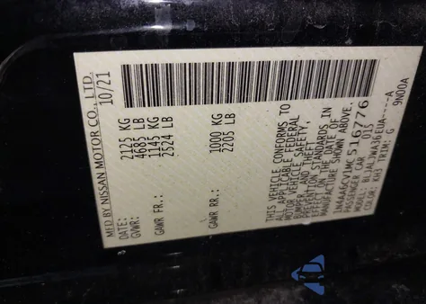 2021 Nissan Maxima Sv Xtronic Cvt z USA, uszkodzony, nr VIN 1N4AA6CV1MC516776